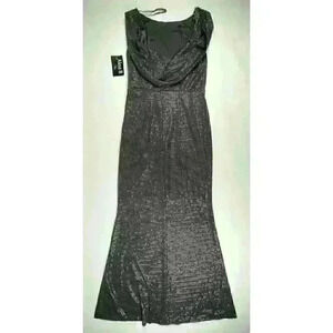 Alexa B Nites Womens Size 6 Sequin Drape Back Detail Boat Neck Sleeveless Dress
